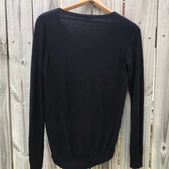 Theory Audrin Navy Blue Oversized V Neck Sweater - Picture 5 of 5